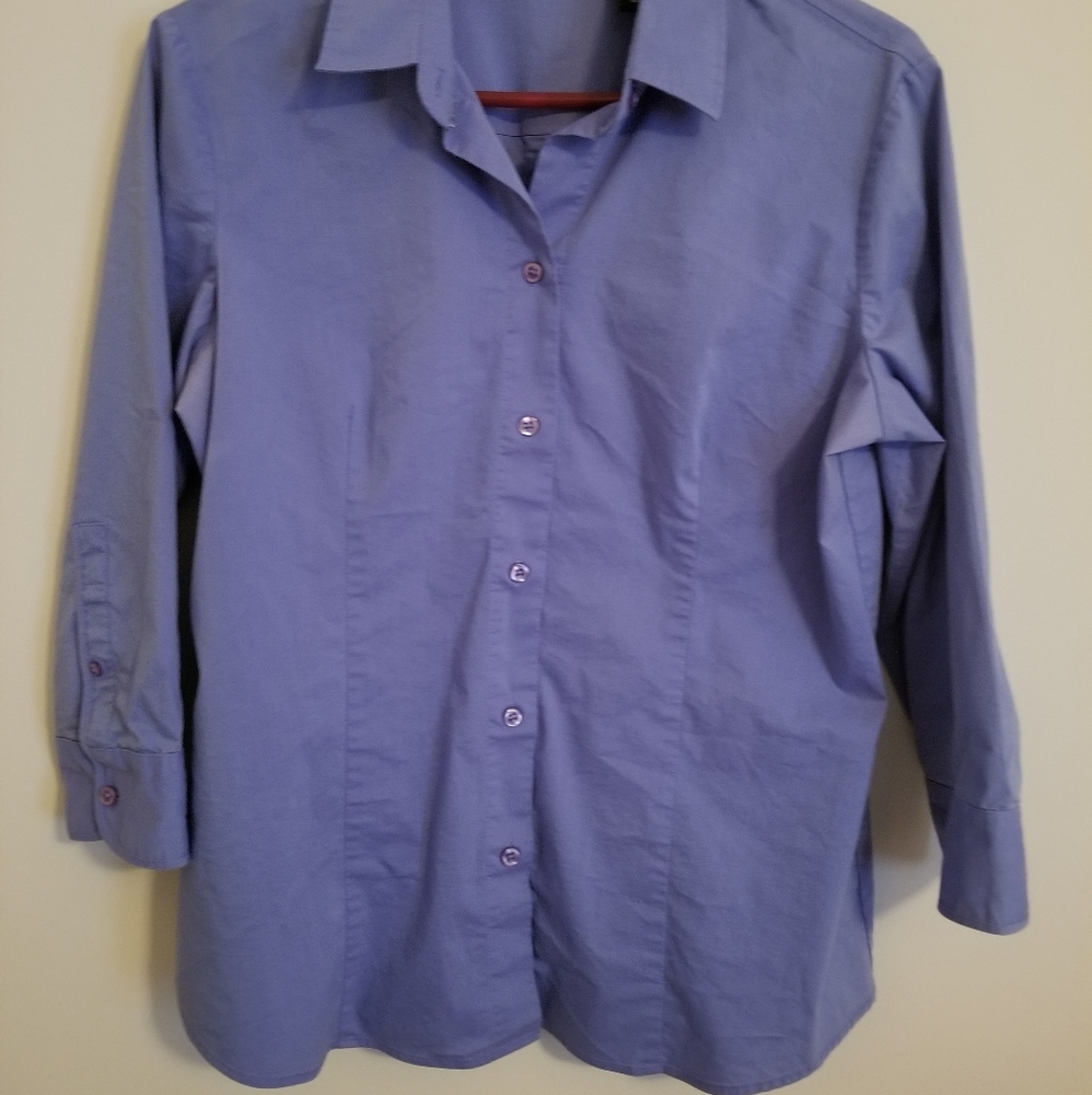 Periwinkle blue women's button down blouse